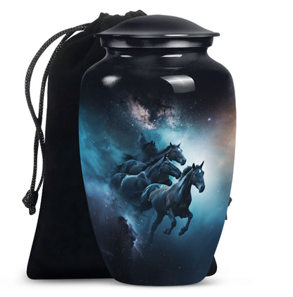 Classic 10 inch horse urn for dad's memorial.