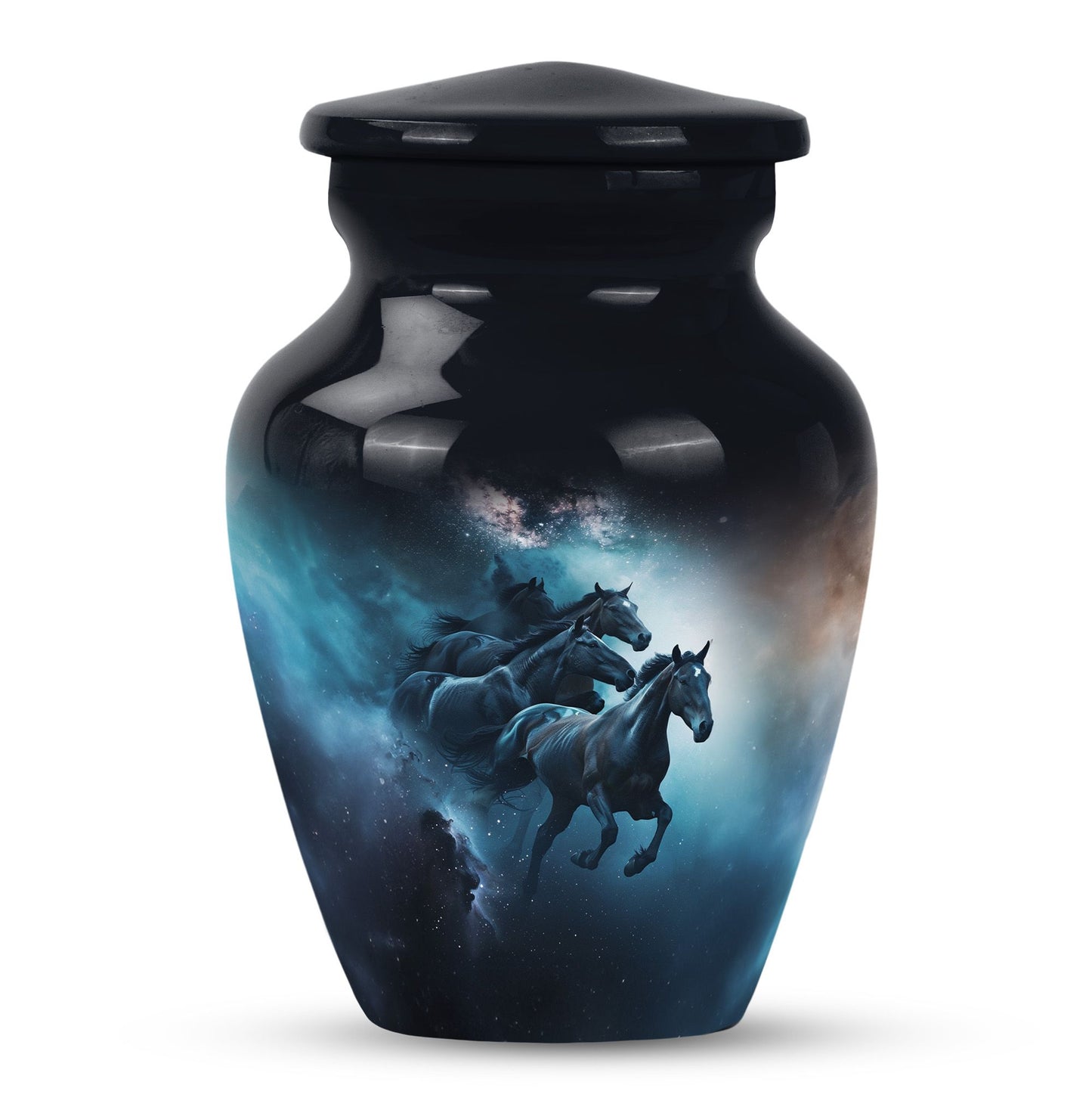 Classic 10 inch horse urn for dad's memorial.