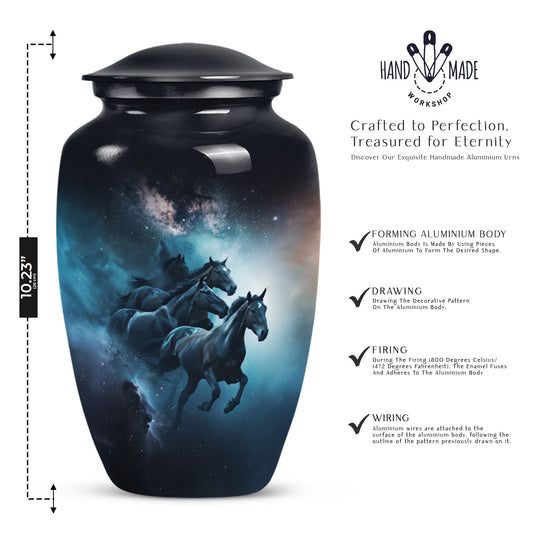 Classic 10 inch horse urn for dad's memorial.
