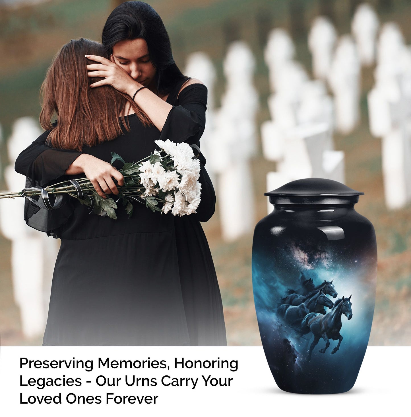 Classic 10 inch horse urn for dad's memorial.