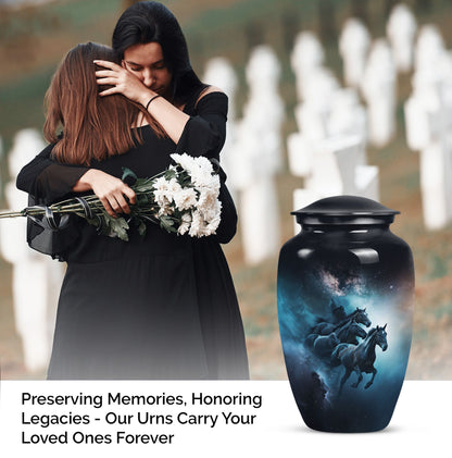 Classic 10 inch horse urn for dad's memorial.