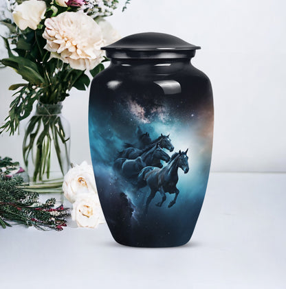 Classic 10 inch horse urn for dad's memorial.