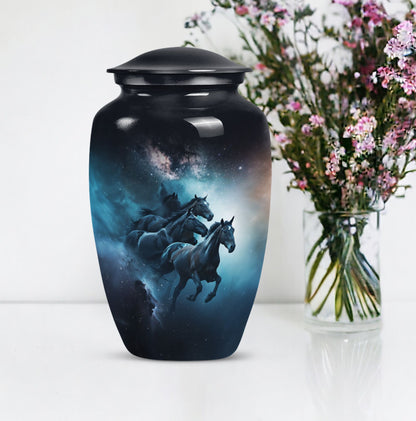 Classic 10 inch horse urn for dad's memorial.