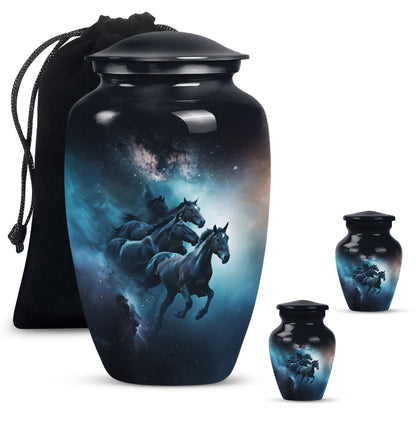 Classic 10 inch horse urn for dad's memorial.