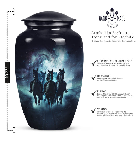 10 inch Aluminium Horse Urn, Classic Urn for burial funeral.