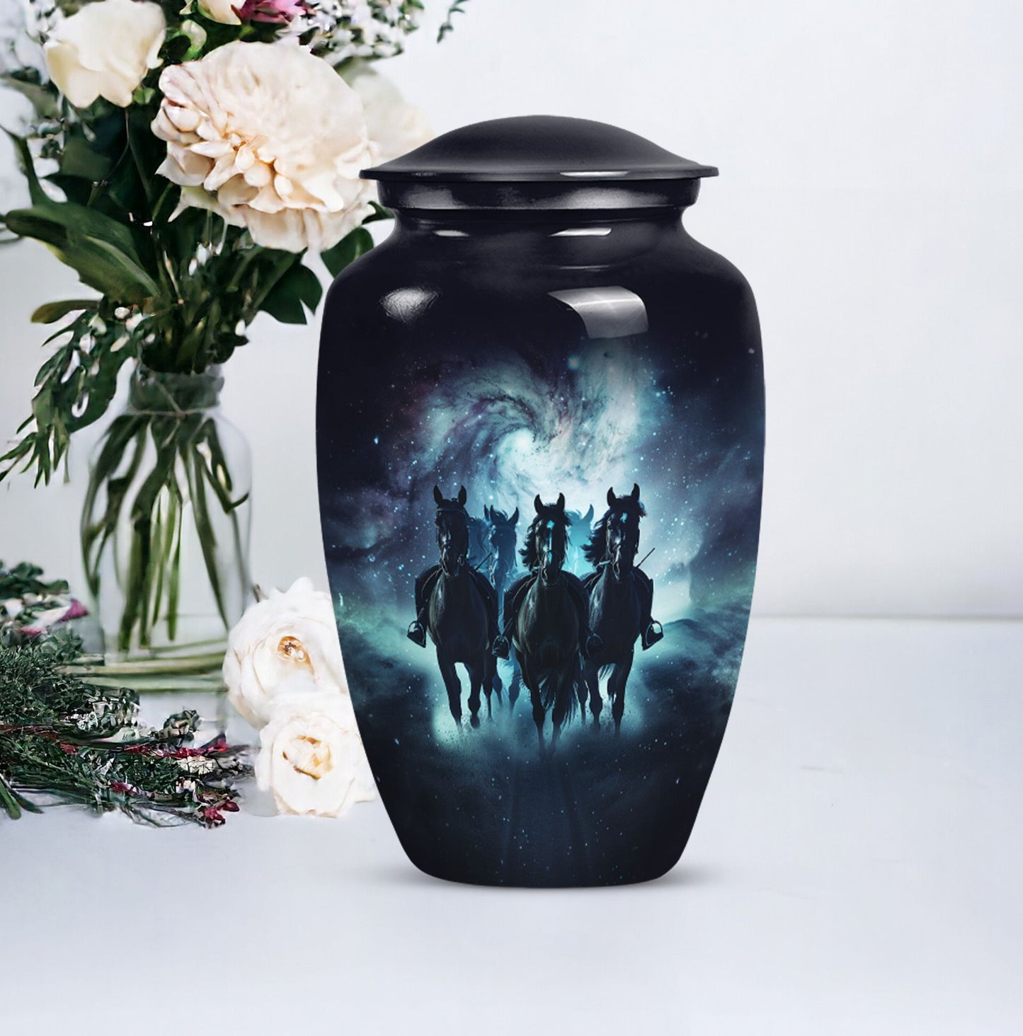 10 inch Aluminium Horse Urn, Classic Urn for burial funeral.