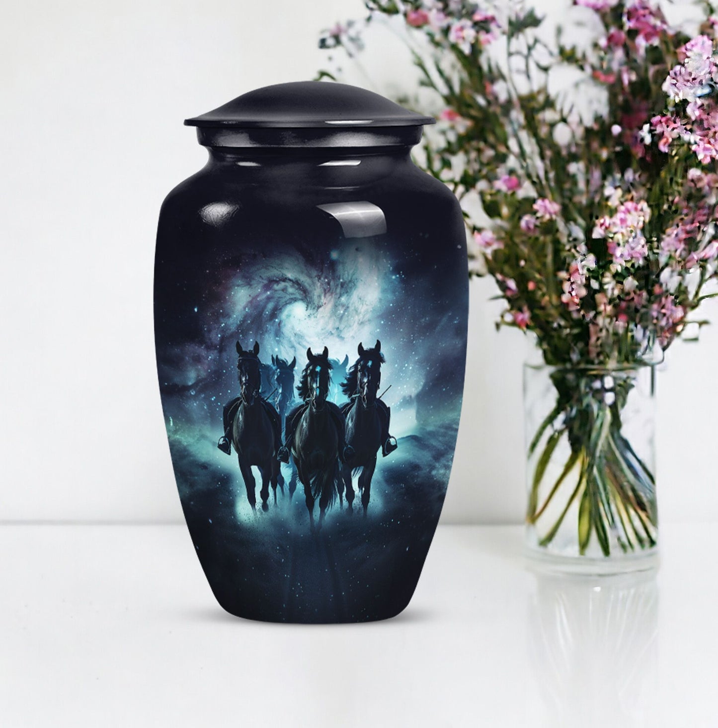 10 inch Aluminium Horse Urn, Classic Urn for burial funeral.