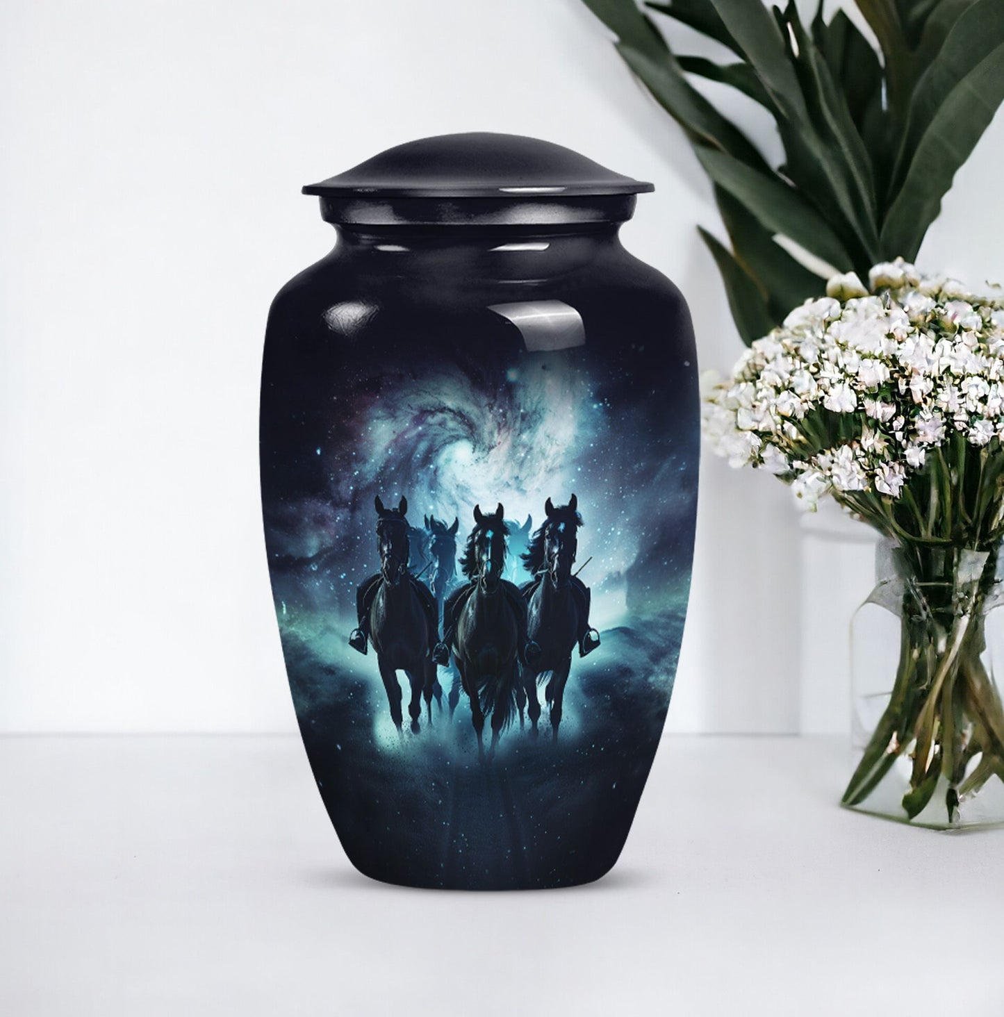 10 inch Aluminium Horse Urn, Classic Urn for burial funeral.
