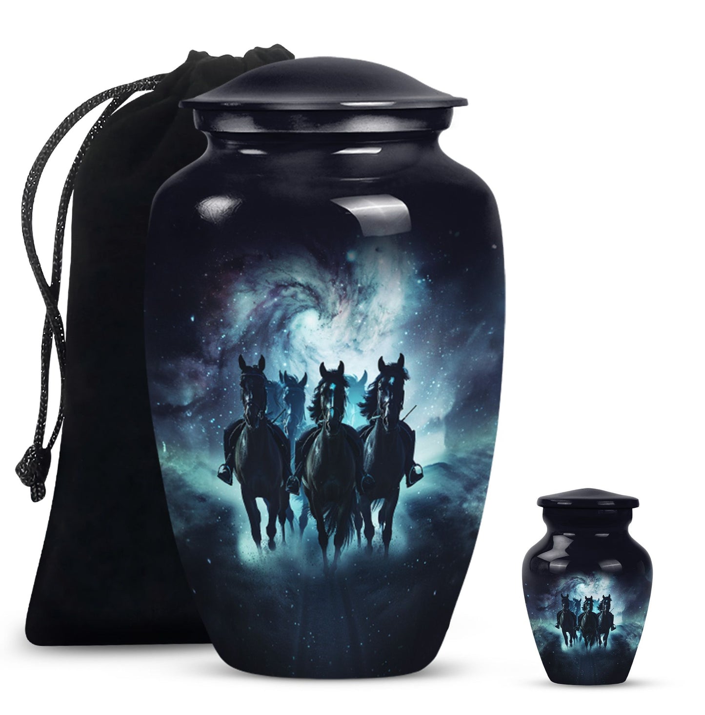 10 inch Aluminium Horse Urn, Classic Urn for burial funeral.