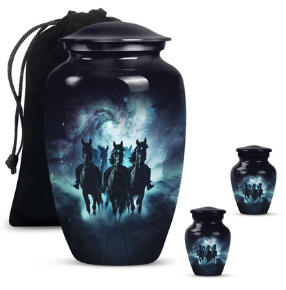 10 inch Aluminium Horse Urn, Classic Urn for burial funeral.