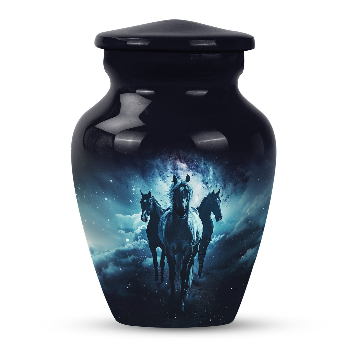 10-inch classic horse urn made of aluminium,