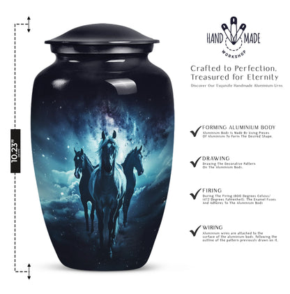 10-inch classic horse urn made of aluminium,
