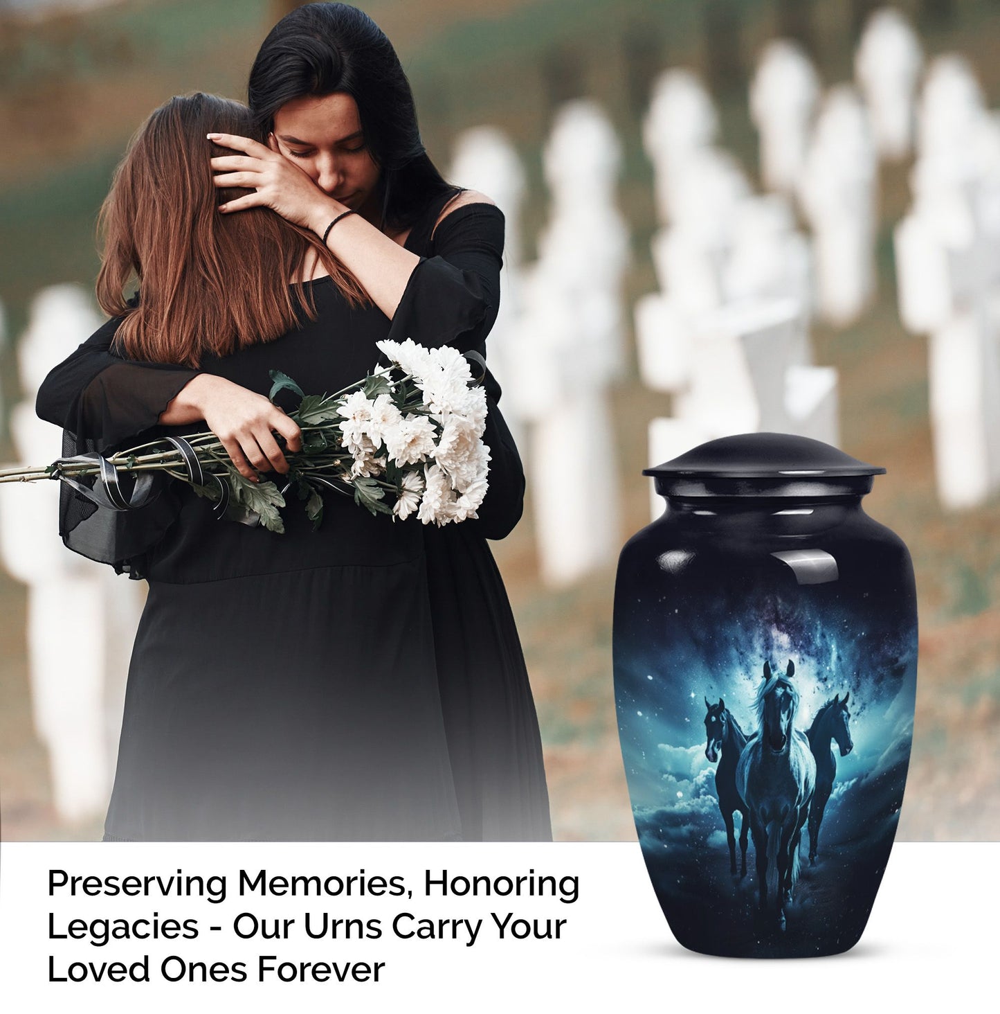 10-inch classic horse urn made of aluminium,
