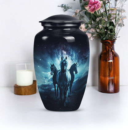 10-inch classic horse urn made of aluminium,