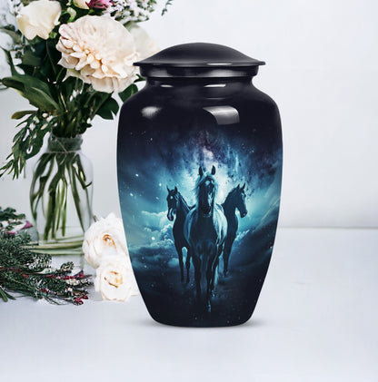 10-inch classic horse urn made of aluminium,