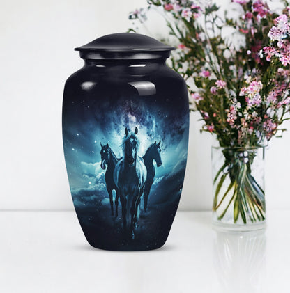 10-inch classic horse urn made of aluminium,