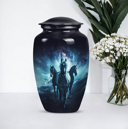 10-inch classic horse urn made of aluminium,