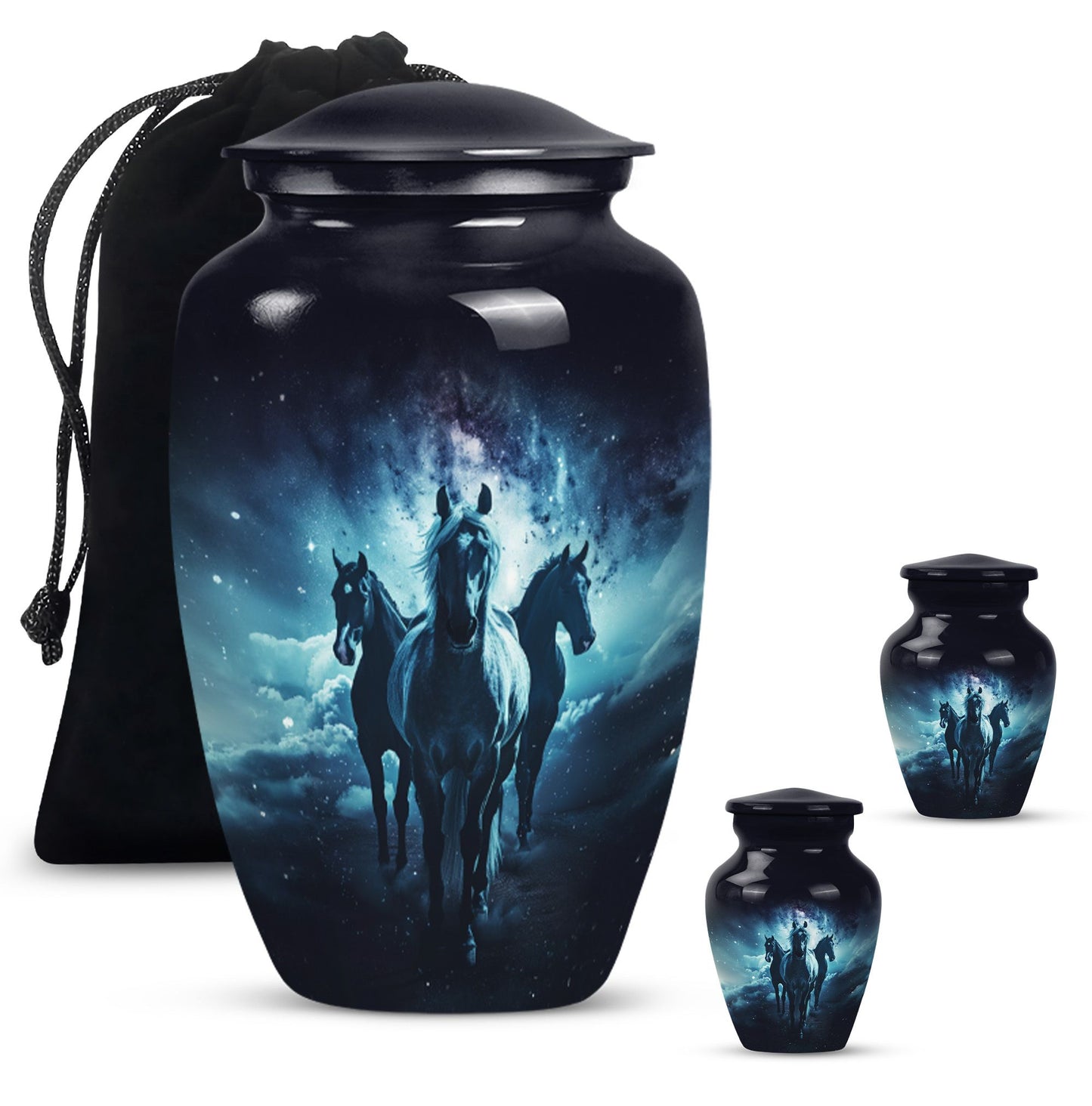 10-inch classic horse urn made of aluminium,