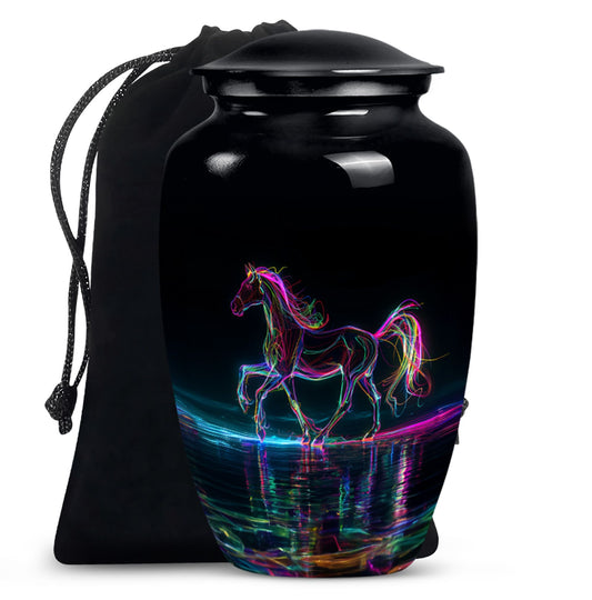 10 inch classic aluminium horse urn for adult human ashes, customizable
