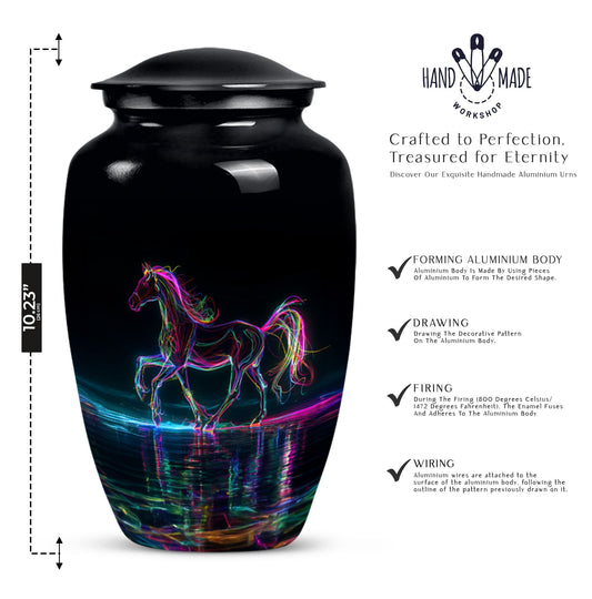 10 inch classic aluminium horse urn for adult human ashes, customizable