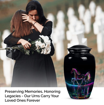 10 inch classic aluminium horse urn for adult human ashes, customizable