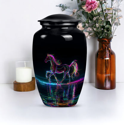 10 inch classic aluminium horse urn for adult human ashes, customizable
