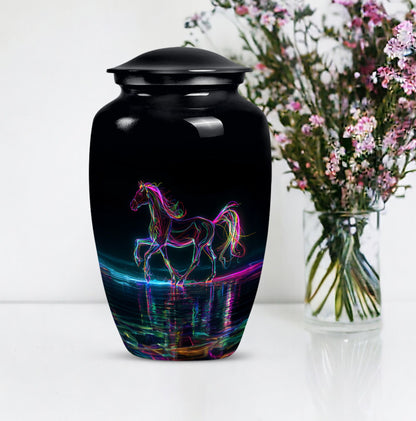 10 inch classic aluminium horse urn for adult human ashes, customizable