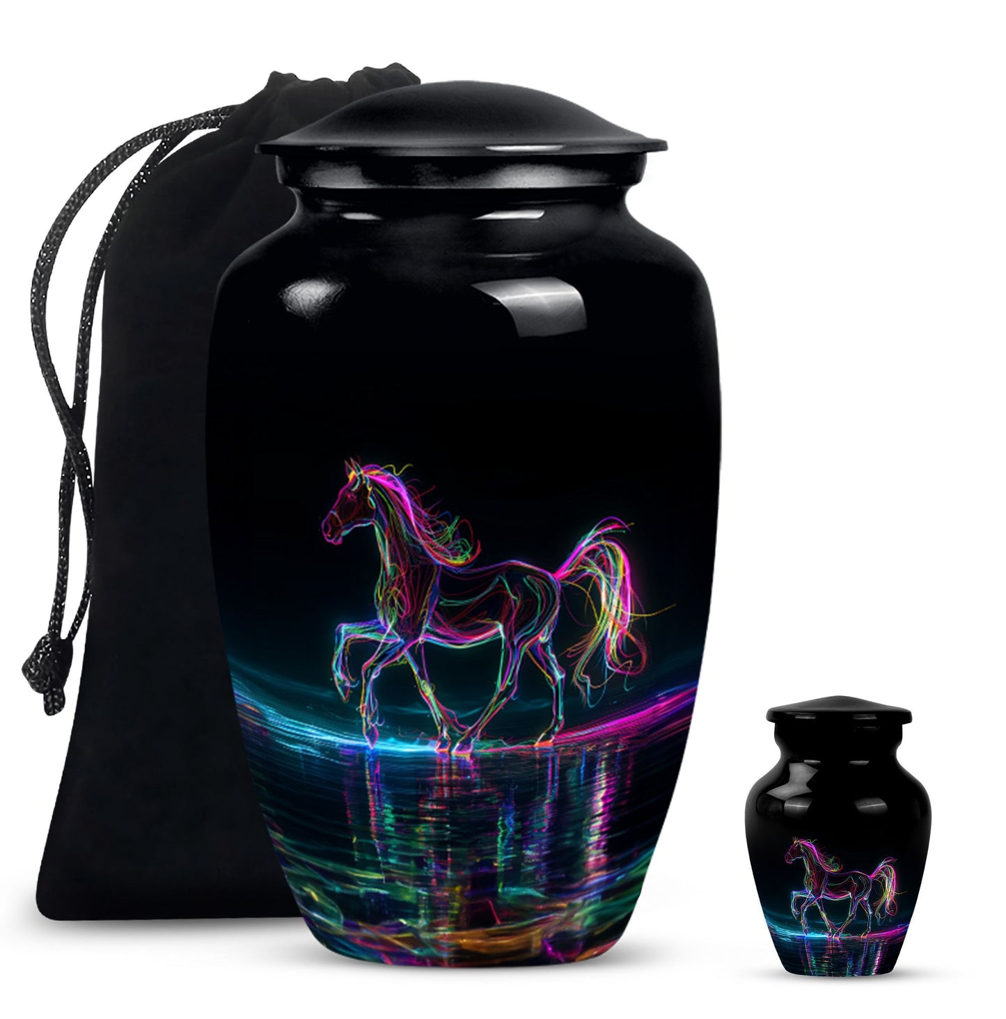 10 inch classic aluminium horse urn for adult human ashes, customizable