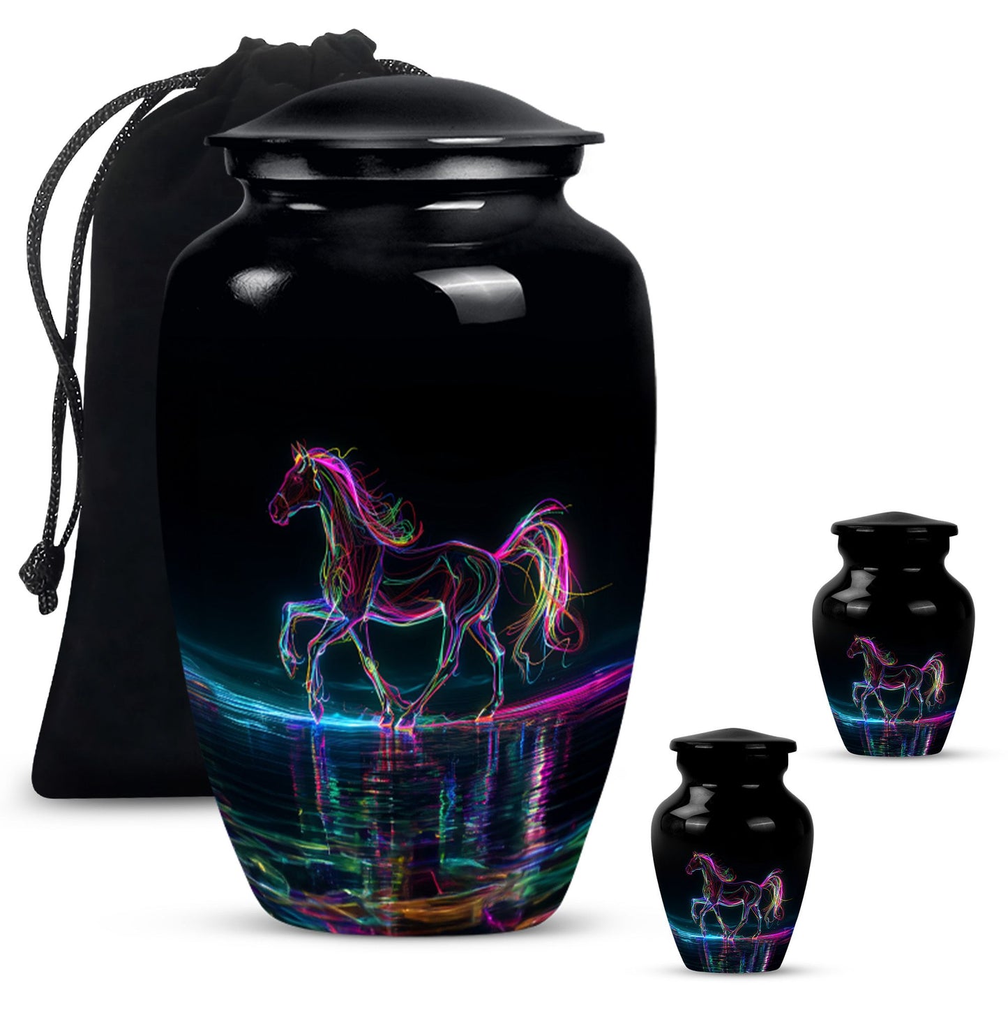 10 inch classic aluminium horse urn for adult human ashes, customizable