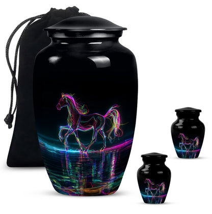 10 inch classic aluminium horse urn for adult human ashes, customizable
