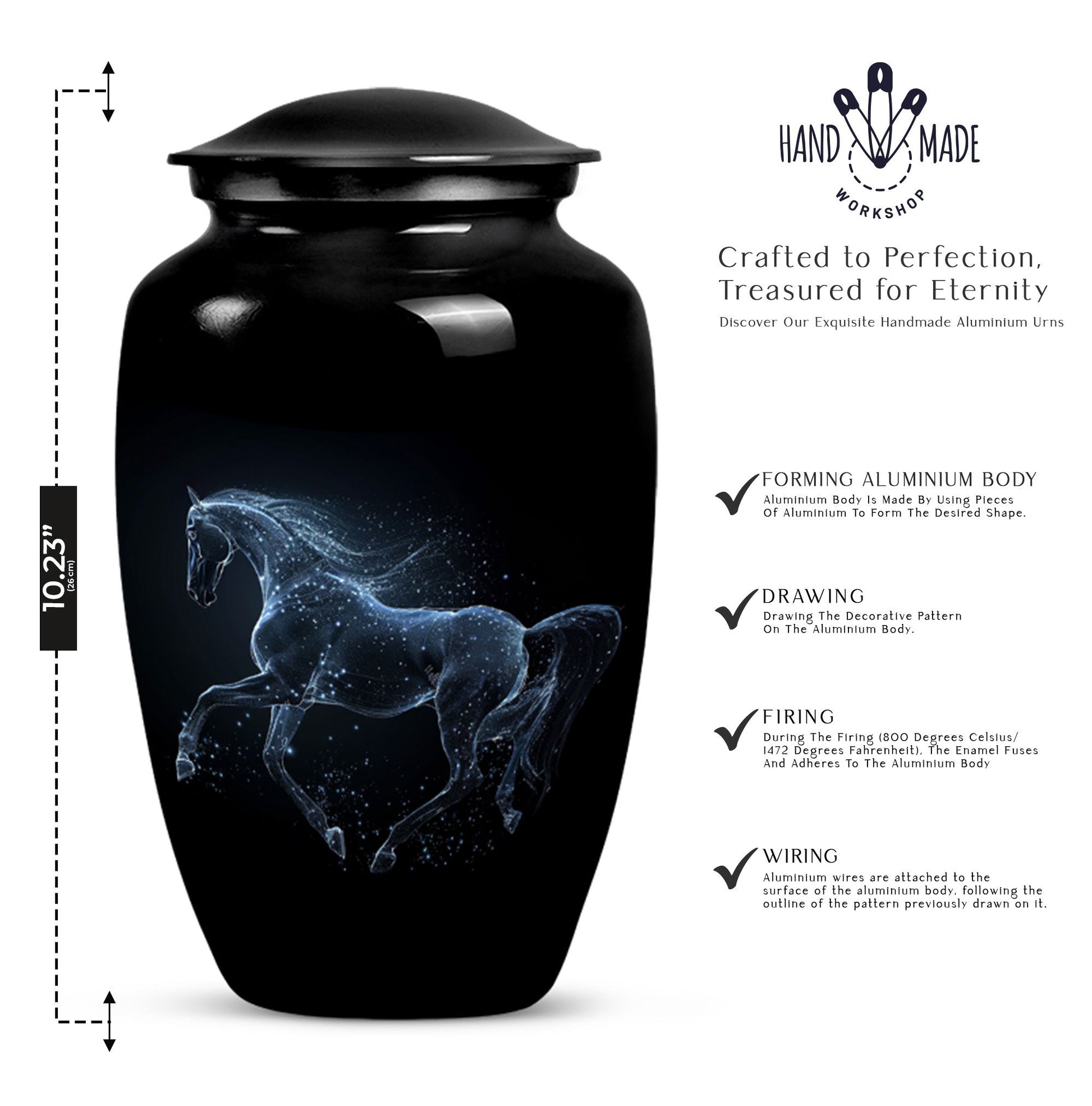 Horse Urn, large classic design for adult ashes