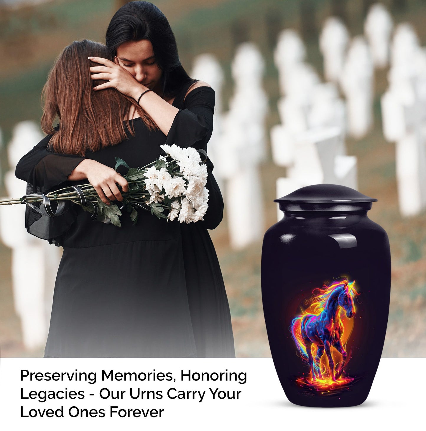 Horse Urn, cremation urn for adult male, 