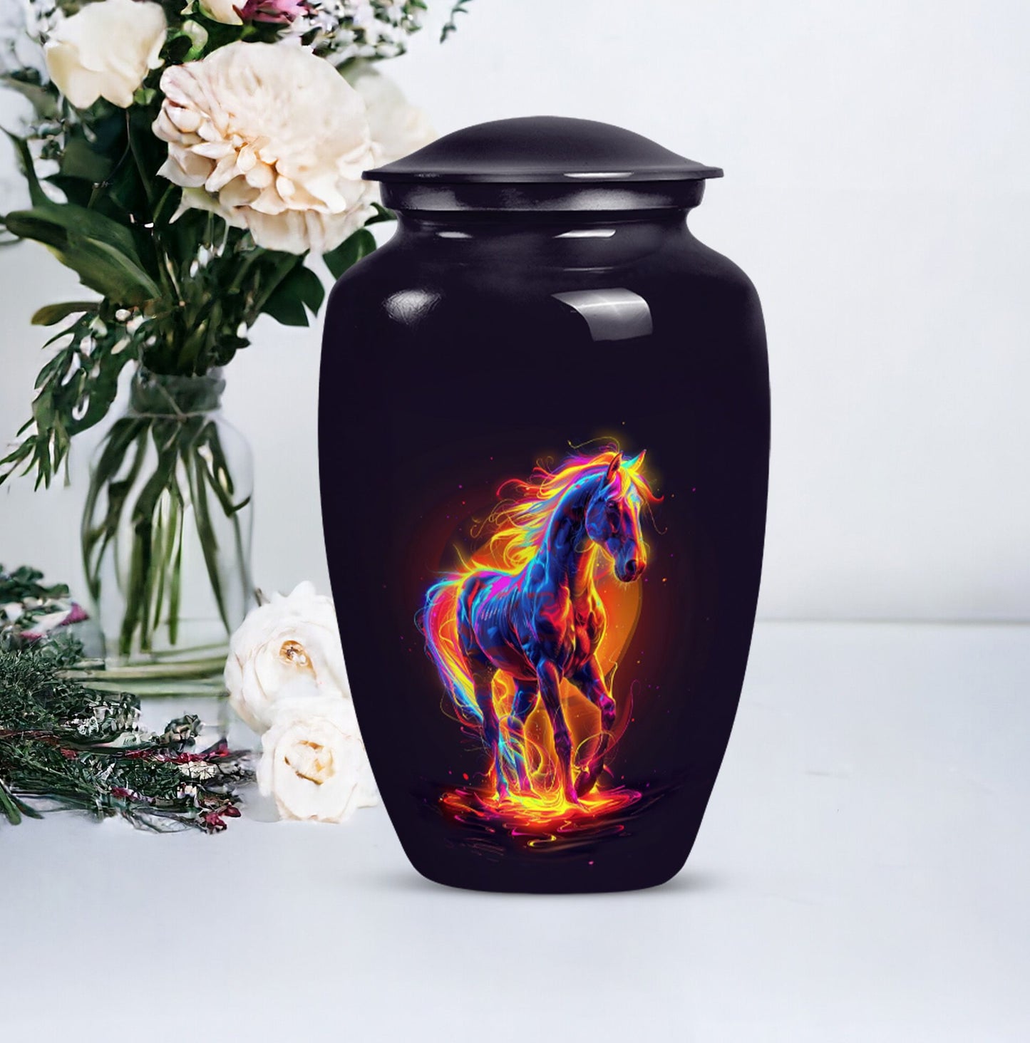 Horse Urn, cremation urn for adult male, 