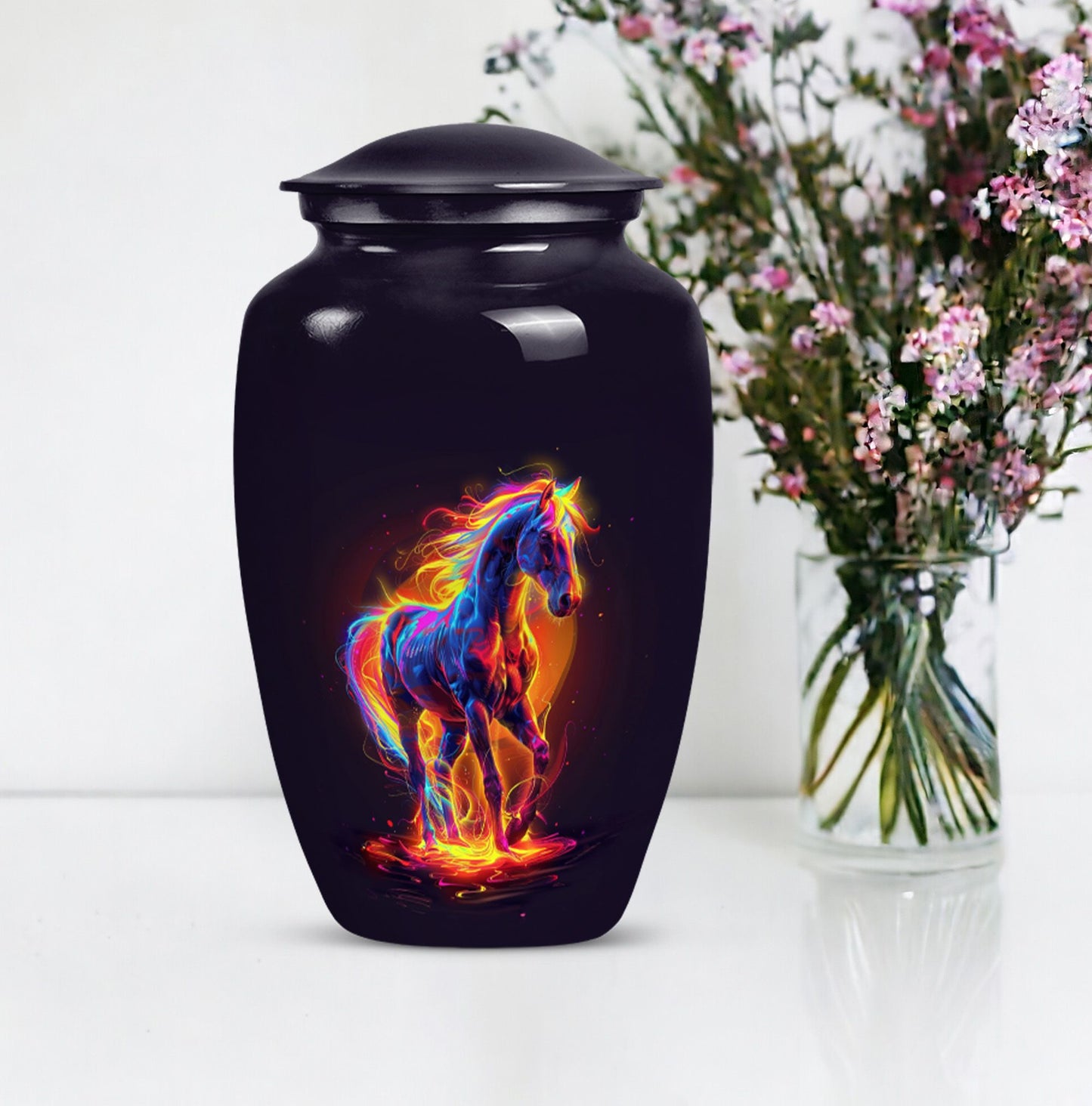Horse Urn, cremation urn for adult male, 