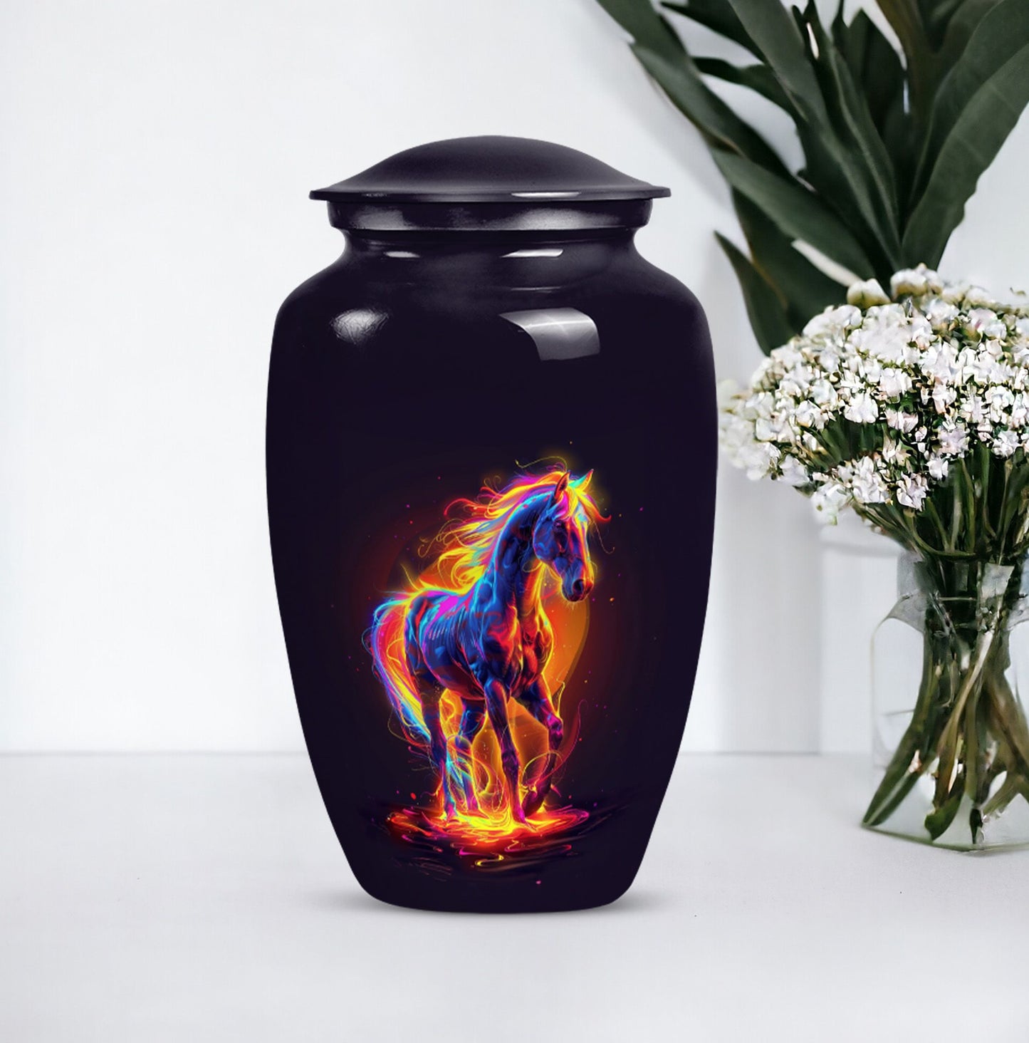 Horse Urn, cremation urn for adult male, 