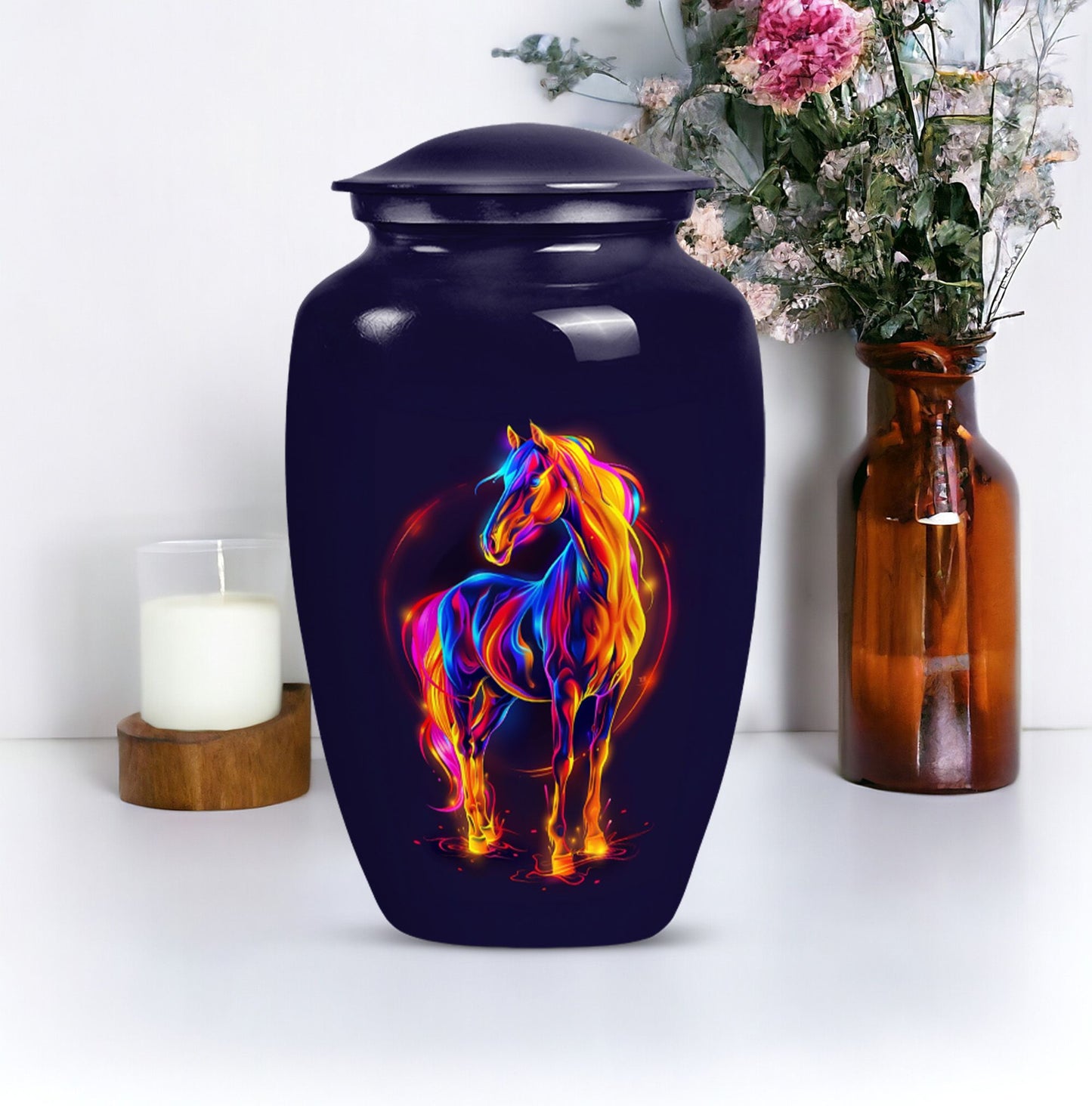 10-inch Classic Horse Urn for men & women ashes.
