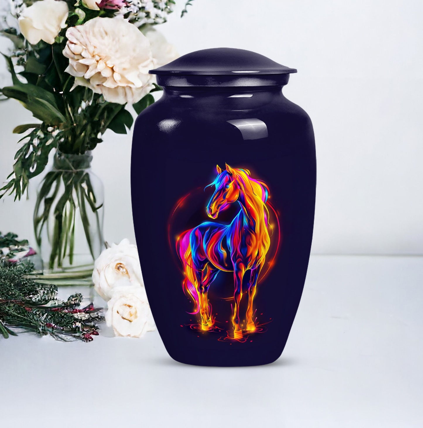 10-inch Classic Horse Urn for men & women ashes.