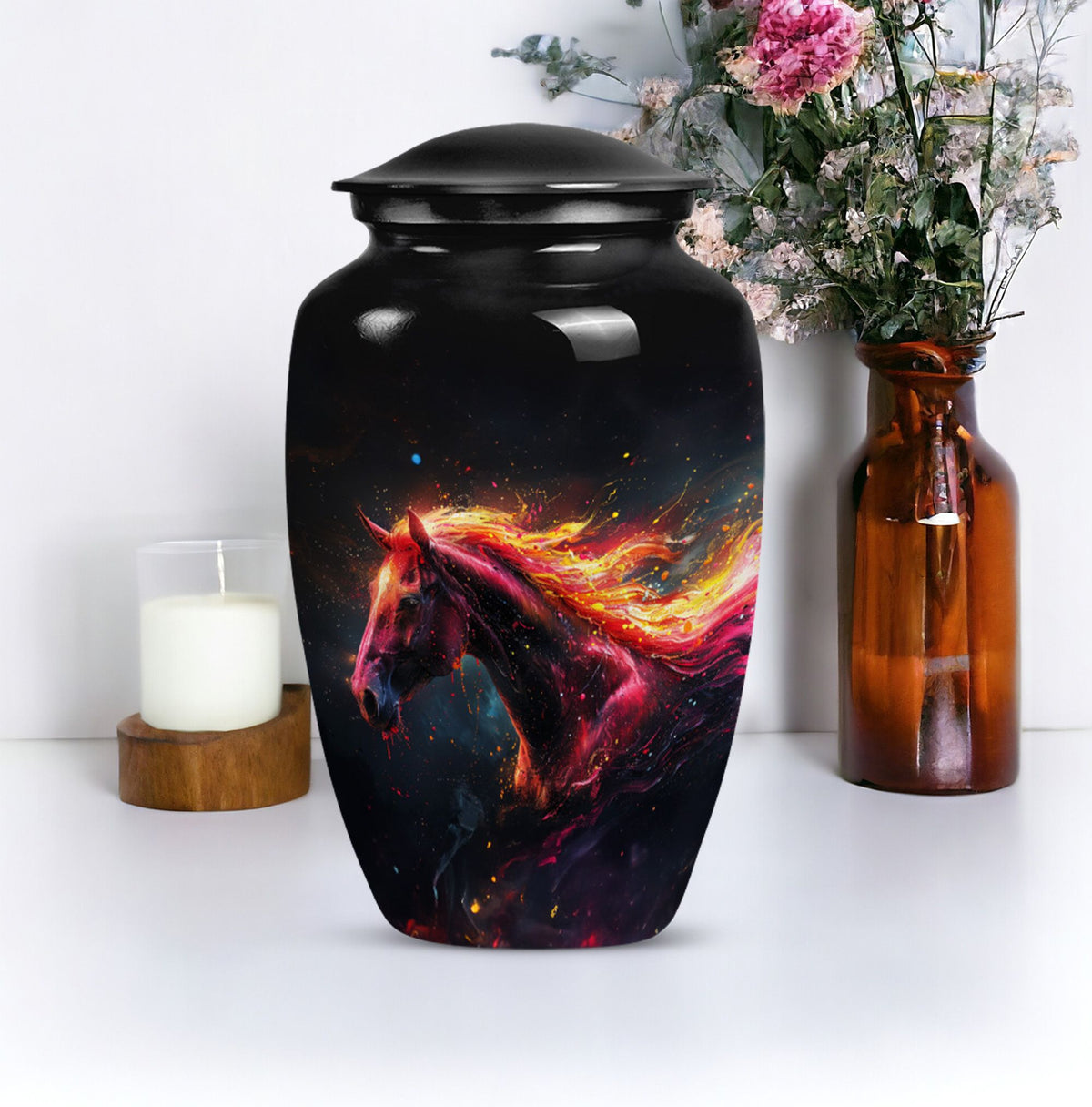 Classic 10-inch Horse Urn made of Aluminium