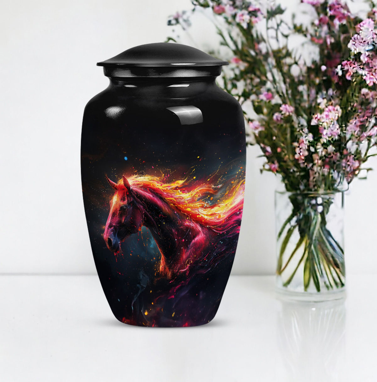 Classic 10-inch Horse Urn made of Aluminium