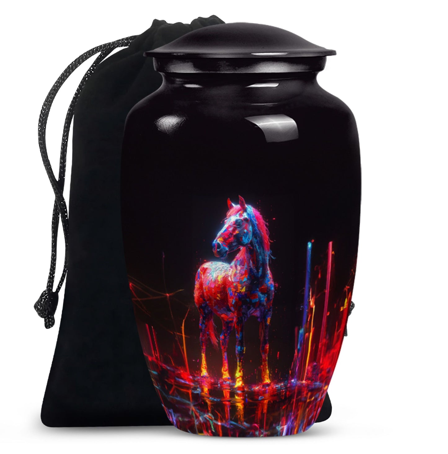 Classic 10-inch Horse Urn crafted from aluminium.