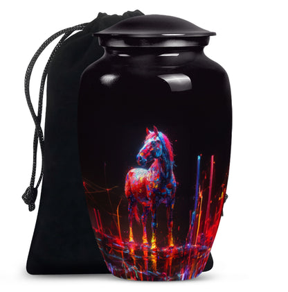 Classic 10-inch Horse Urn crafted from aluminium.