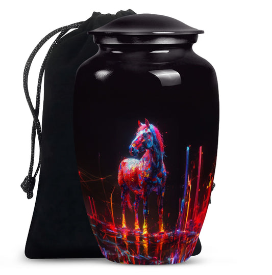 Classic 10-inch Horse Urn crafted from aluminium.