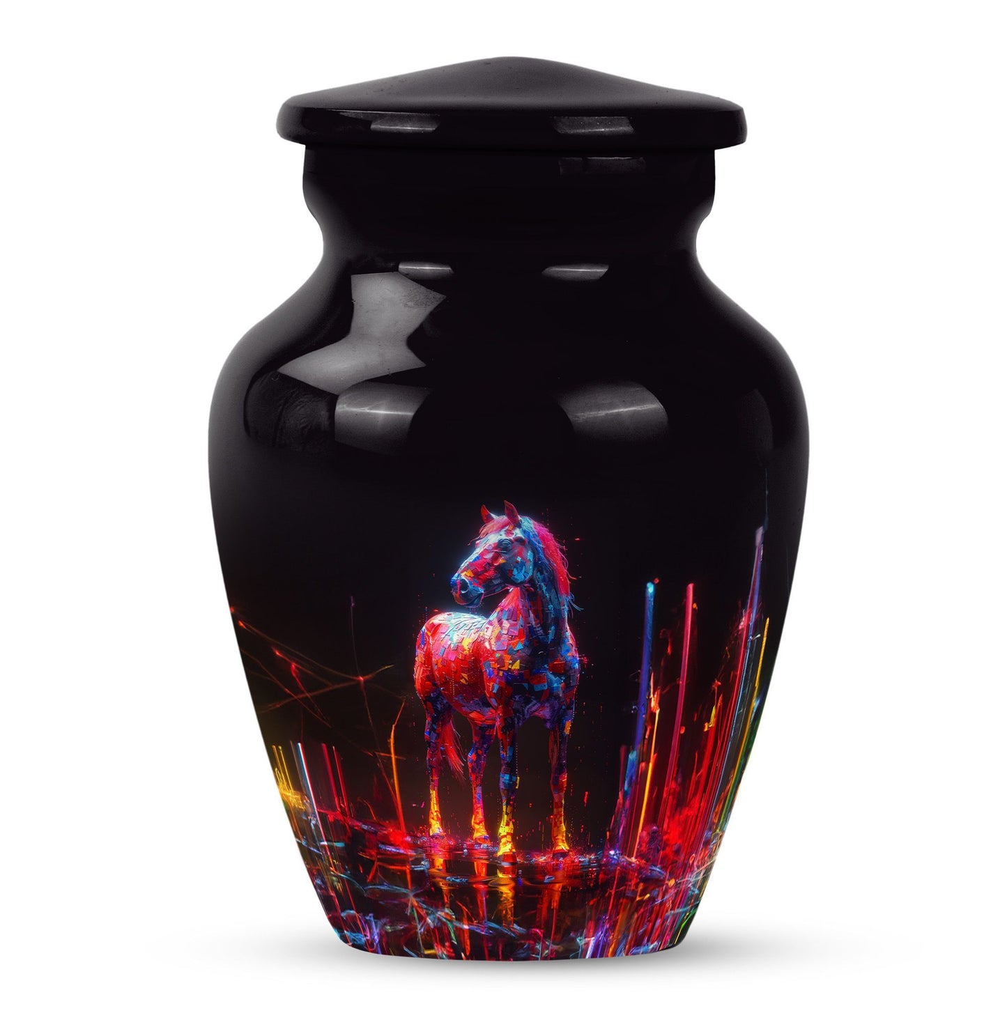 Classic 10-inch Horse Urn crafted from aluminium.