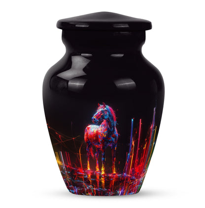 Classic 10-inch Horse Urn crafted from aluminium.