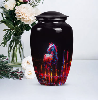 Classic 10-inch Horse Urn crafted from aluminium.