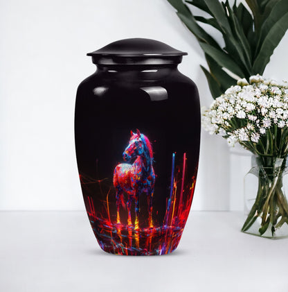 Classic 10-inch Horse Urn crafted from aluminium.