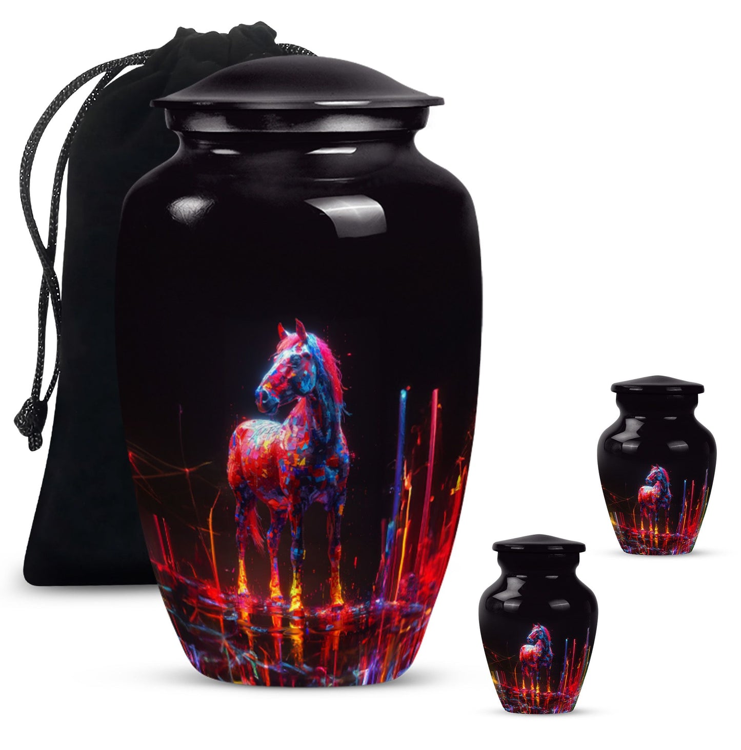 Classic 10-inch Horse Urn crafted from aluminium.