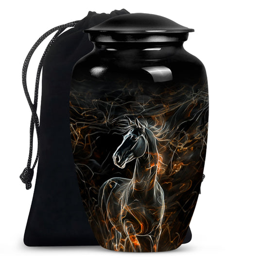 Classic 10-inch Horse Urn made of Aluminium for funeral, 