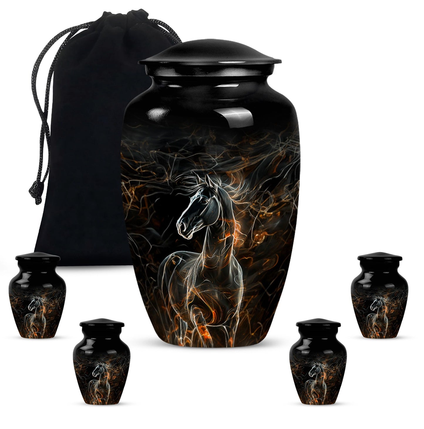 Classic 10-inch Horse Urn made of Aluminium for funeral, 
