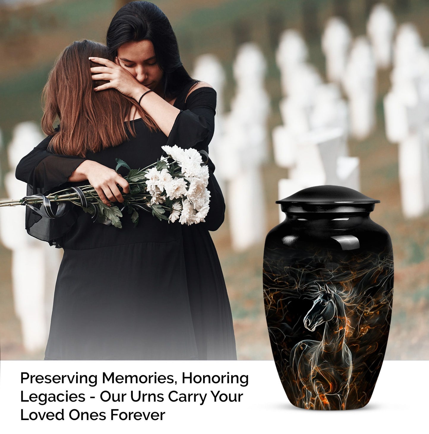 Classic 10-inch Horse Urn made of Aluminium for funeral, 